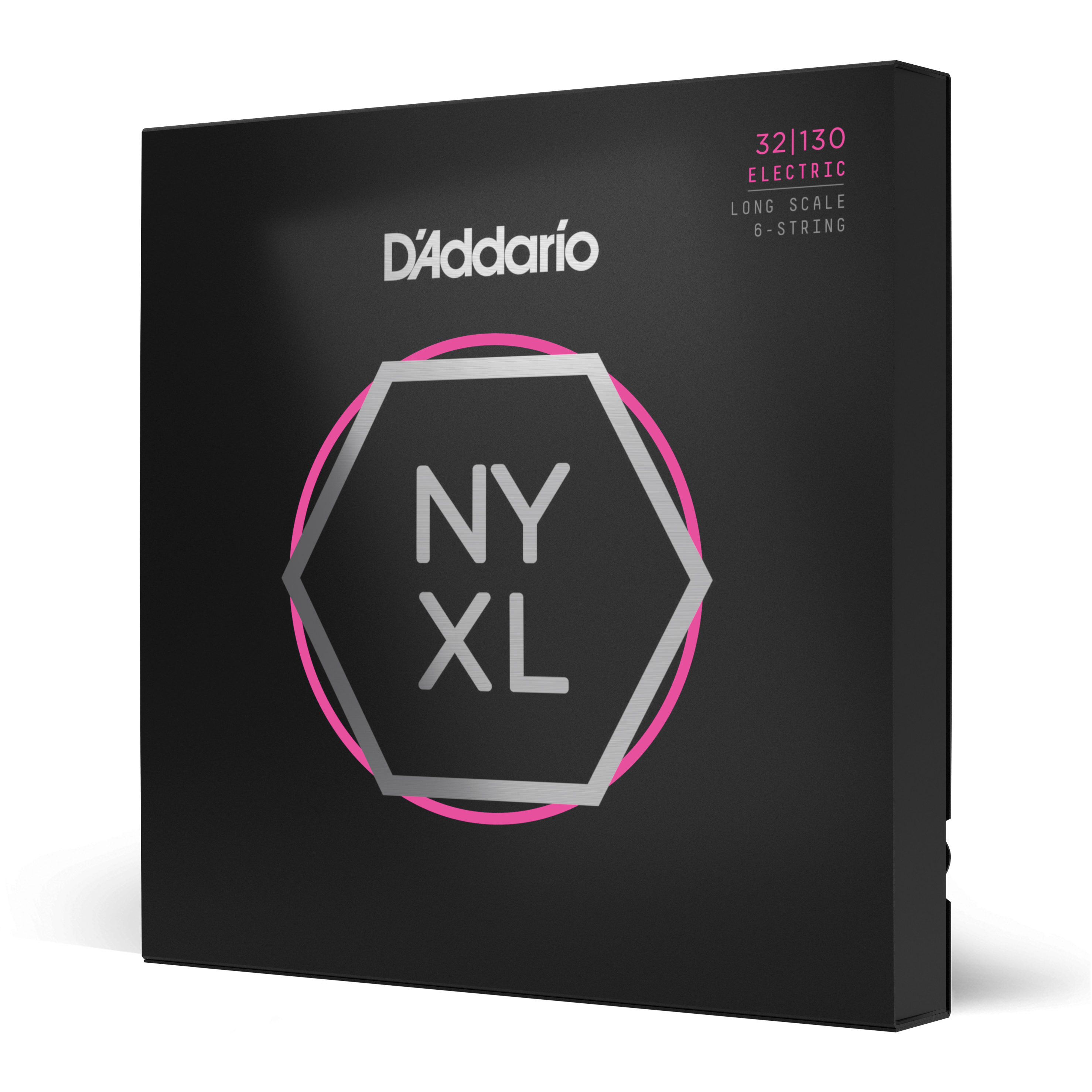 Vorderes Coverbild D'Addario NYXL32130 mit vernickeltem Draht umsponnene Saiten für Bassgitarren, normale leichte Spannung, 6-saitig, 32-130, volle Größe