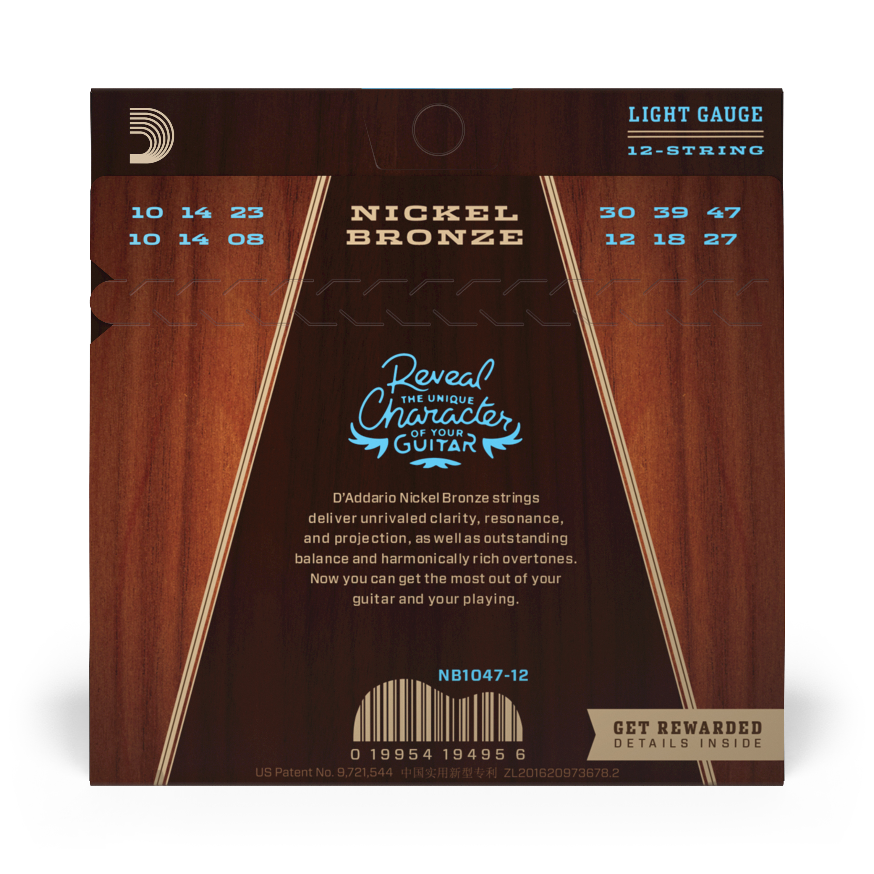 Anderes Coverbild D'Addario NB1047-12 Nickelbronzesaiten für Akustikgitarre, leichte Spannung, 12-saitig, 10-47