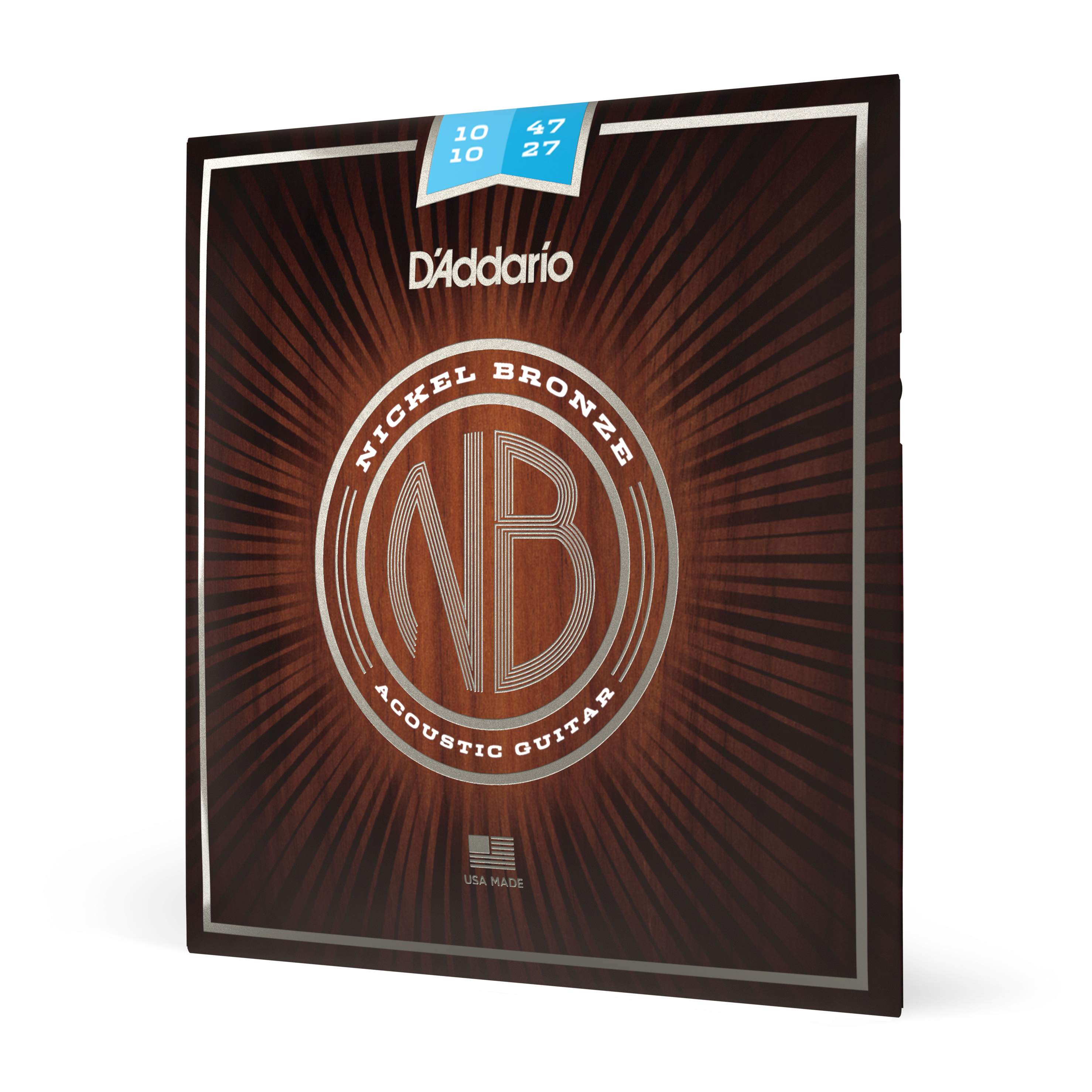 Vorderes Coverbild D'Addario NB1047-12 Nickelbronzesaiten für Akustikgitarre, leichte Spannung, 12-saitig, 10-47