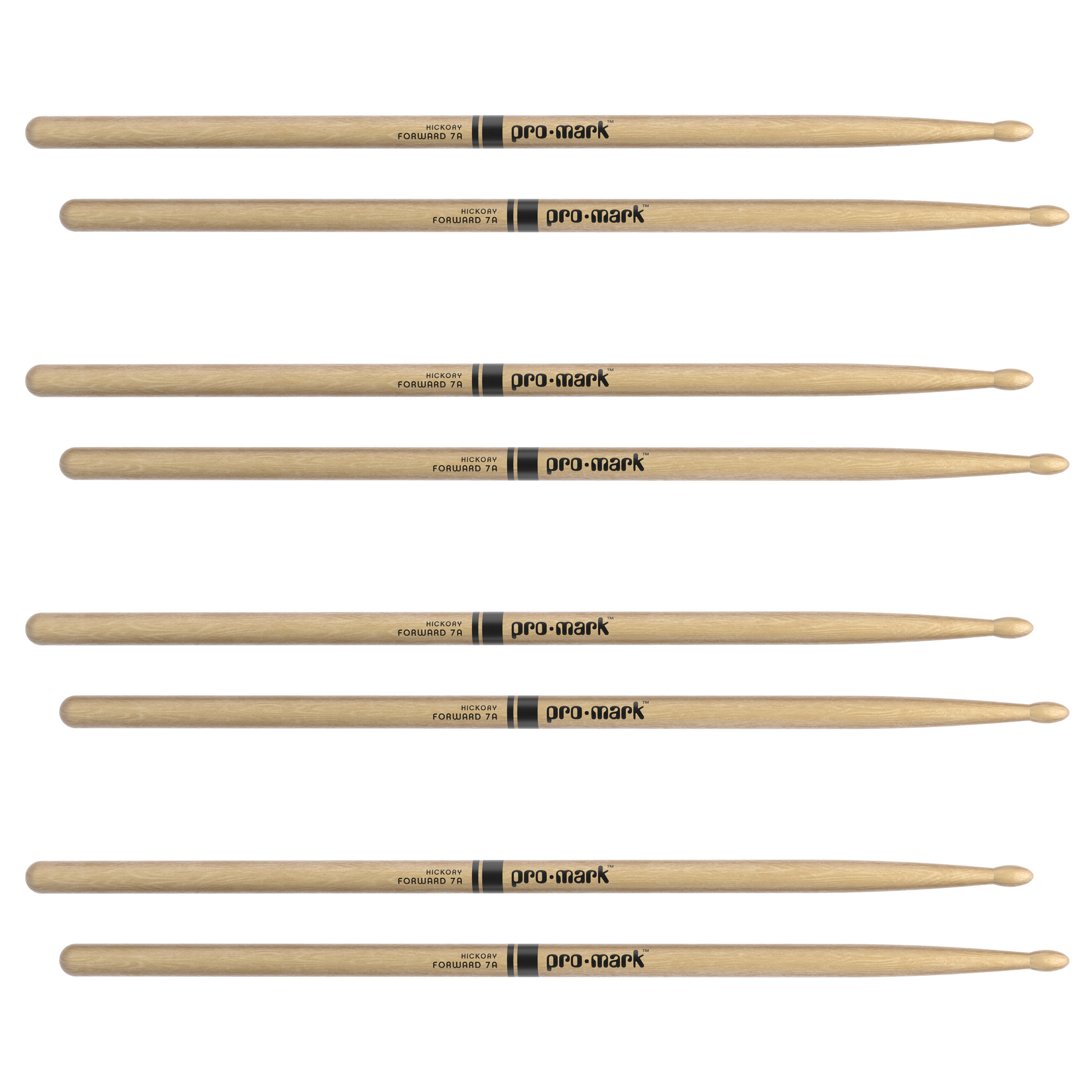 Anderes Coverbild ProMark Classic Forward 7A Hickory Drumstick, Oval Wood Tip, 4-Pack