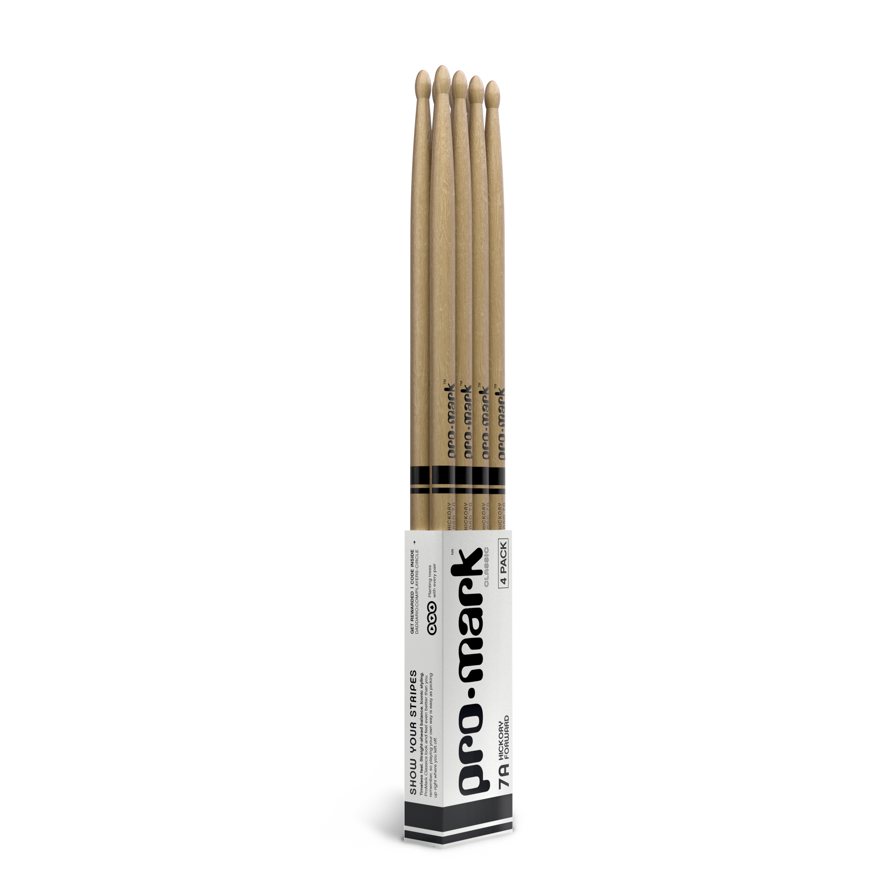 Vorderes Coverbild ProMark Classic Forward 7A Hickory Drumstick, Oval Wood Tip, 4-Pack