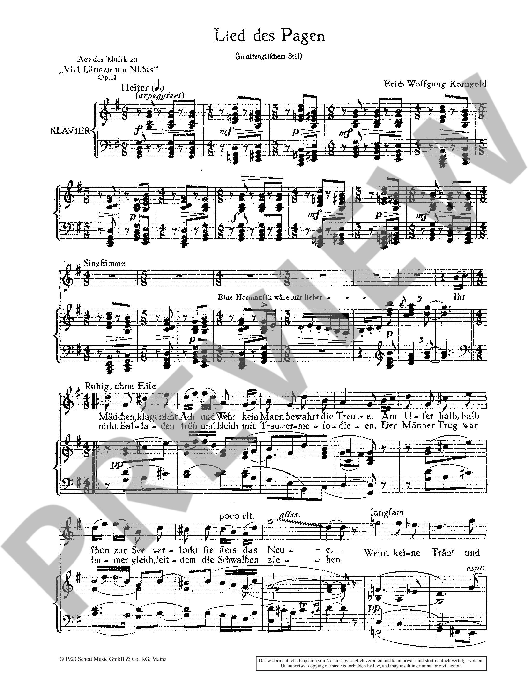 Anderes Coverbild Lied des Pagen op. 11 