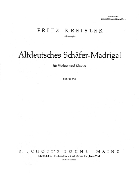 Vorderes Coverbild Altdeutsches Schäfer-Madrigal Nr. 9