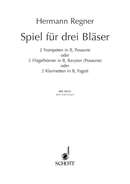 Vorderes Coverbild Spiel für 3 Bläser 