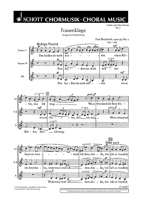 Vorderes Coverbild Lieder nach alten Texten op. 33 
