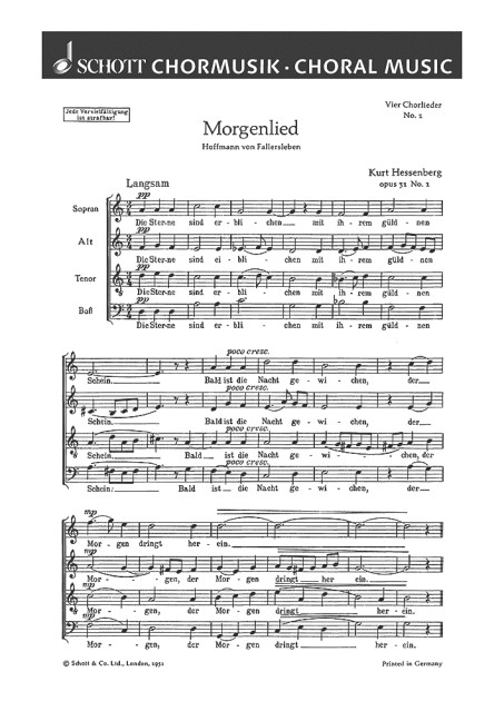 Vorderes Coverbild Vier Chorlieder op. 31 
