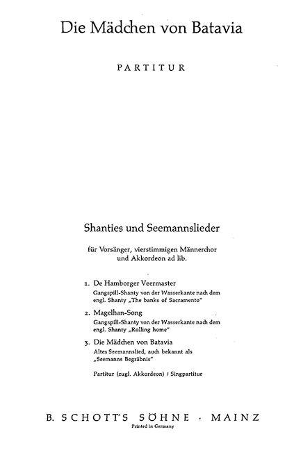 Vorderes Coverbild Drei Shanties und Seemannslieder 