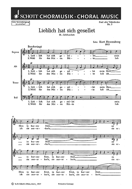 Vorderes Coverbild Fünf alte Volkslieder 
