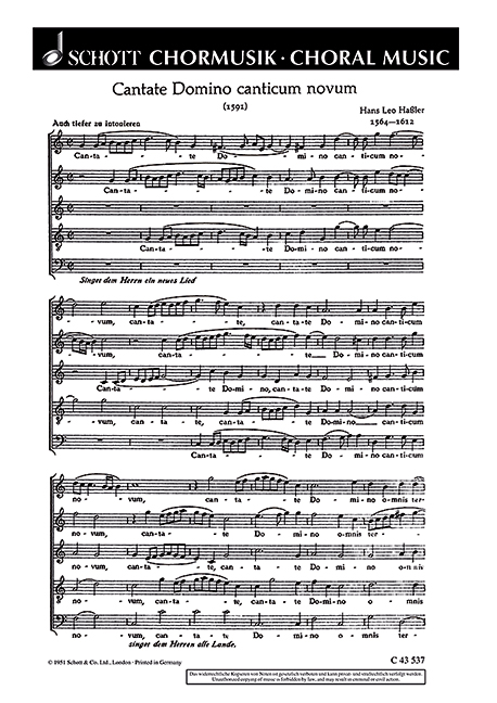 Vorderes Coverbild Cantate Domino canticum novum 
