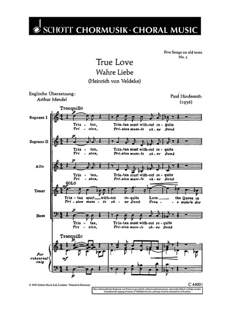 Vorderes Coverbild Five Songs on old texts 