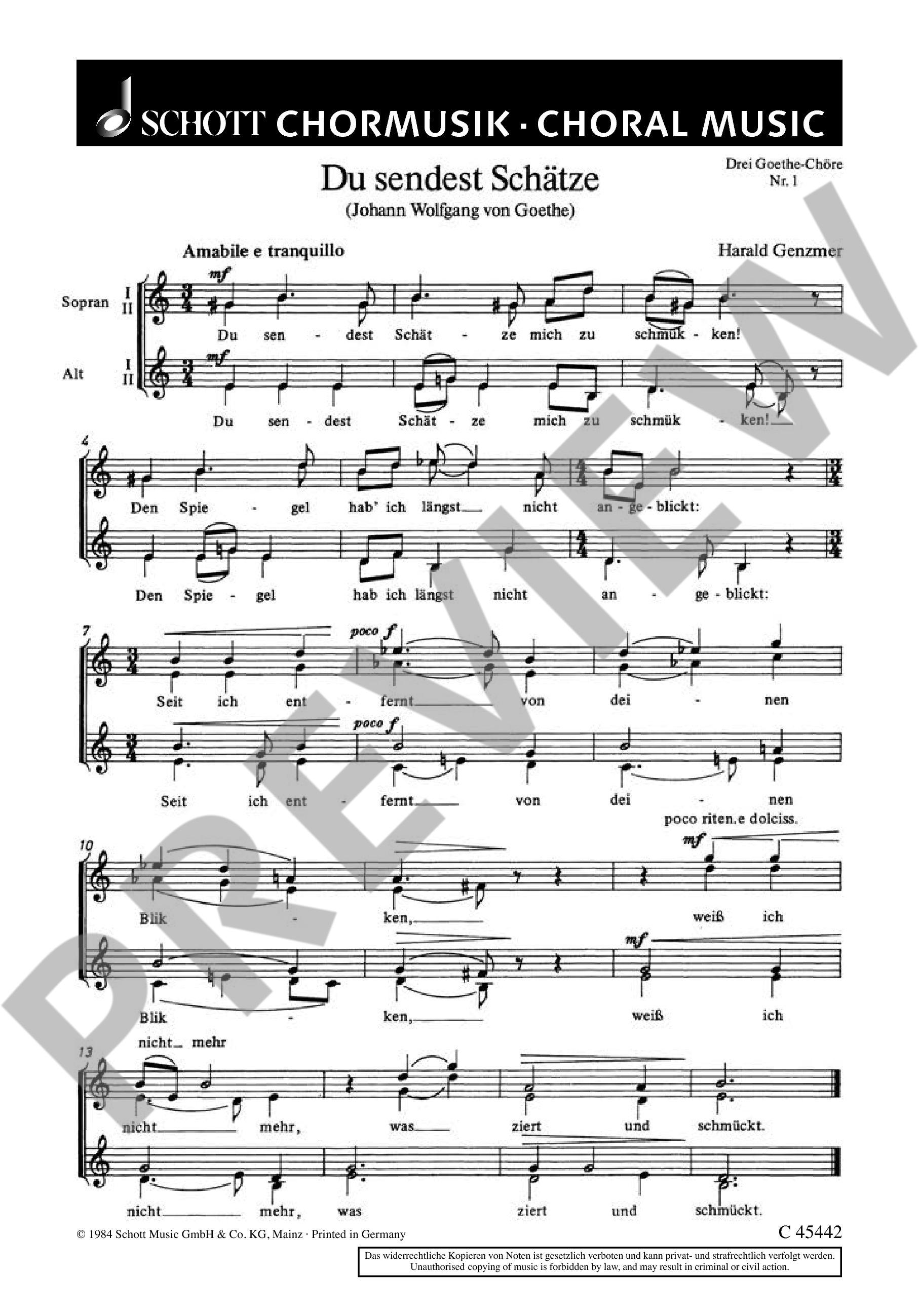 Anderes Coverbild Drei Goethe-Chöre GeWV 68 