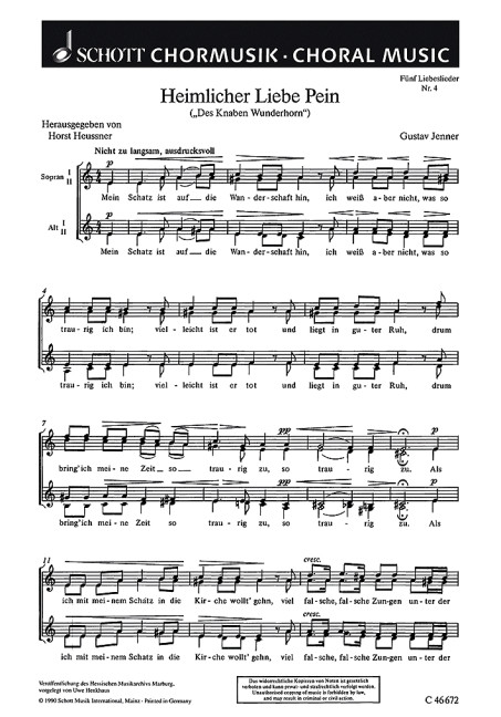 Vorderes Coverbild Fünf Liebeslieder 