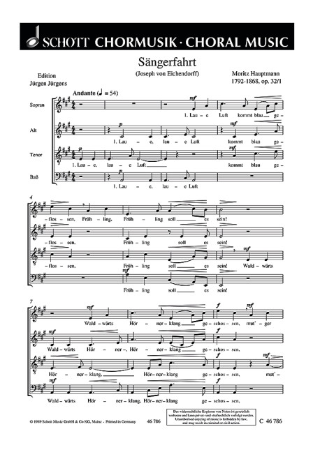 Vorderes Coverbild Sechs Chorlieder op. 32 