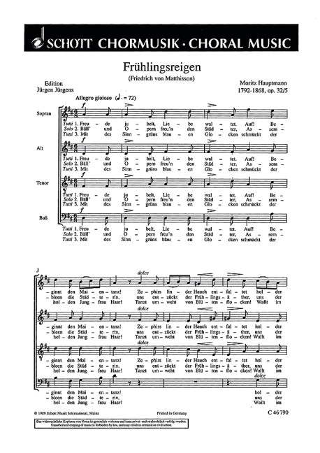 Vorderes Coverbild Sechs Chorlieder op. 32 