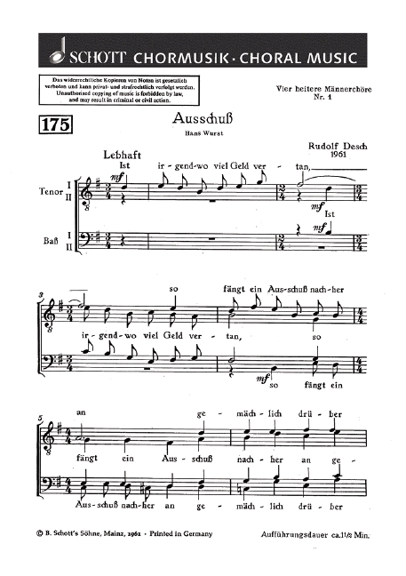 Vorderes Coverbild Vier heitere Männerchöre 