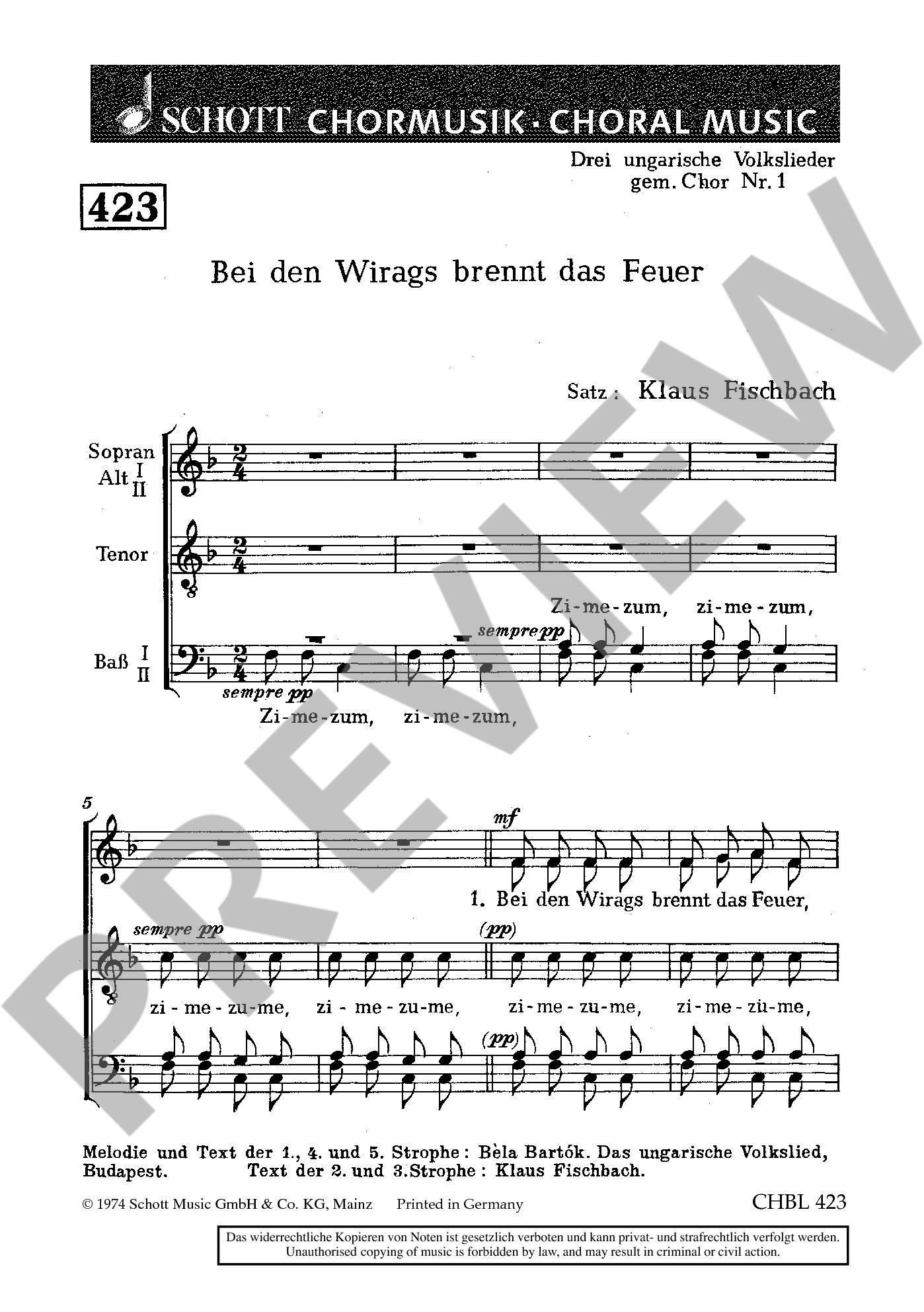 Anderes Coverbild Drei ungarische Volkslieder 