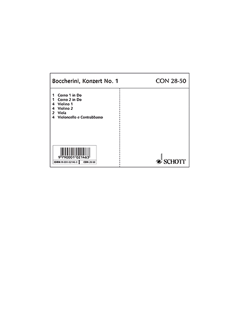 Vorderes Coverbild Konzert No. 1 C-Dur G 477 