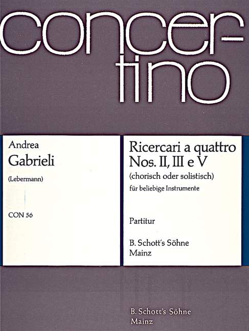 Vorderes Coverbild Ricercari a quattro 