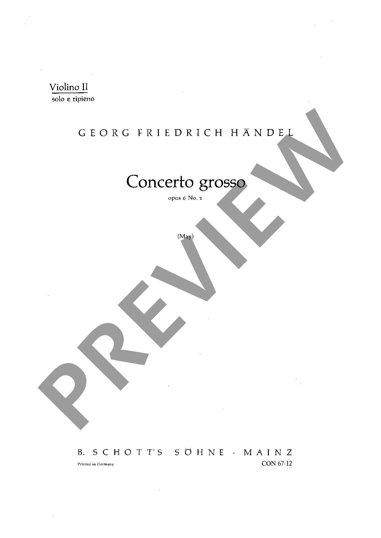 Anderes Coverbild Concerto grosso op. 6 HWV 319 