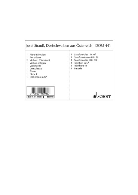 Vorderes Coverbild Dorfschwalben aus Österreich op. 164 