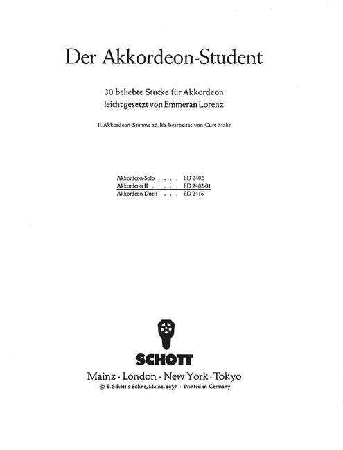 Vorderes Coverbild Der Akkordeon-Student 