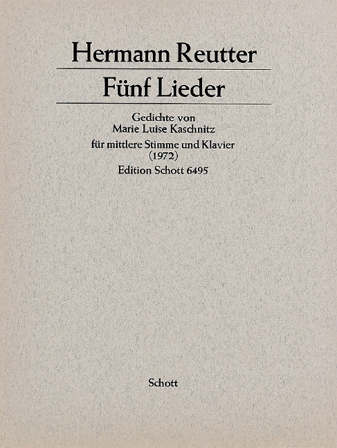 Vorderes Coverbild Fünf Lieder nach Gedichten von Marie Luise Kaschnitz 