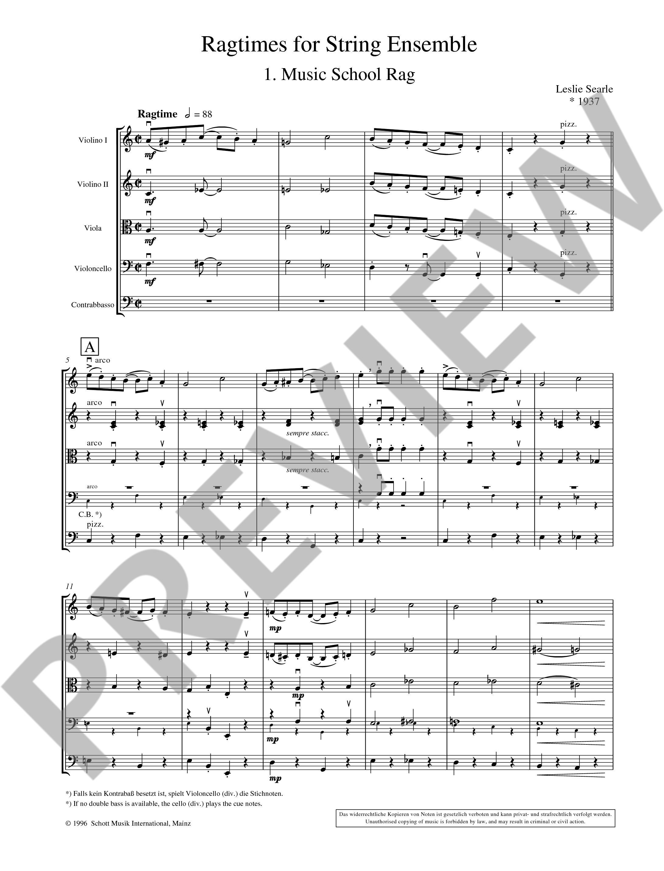 Anderes Coverbild Ragtimes for String Ensemble 