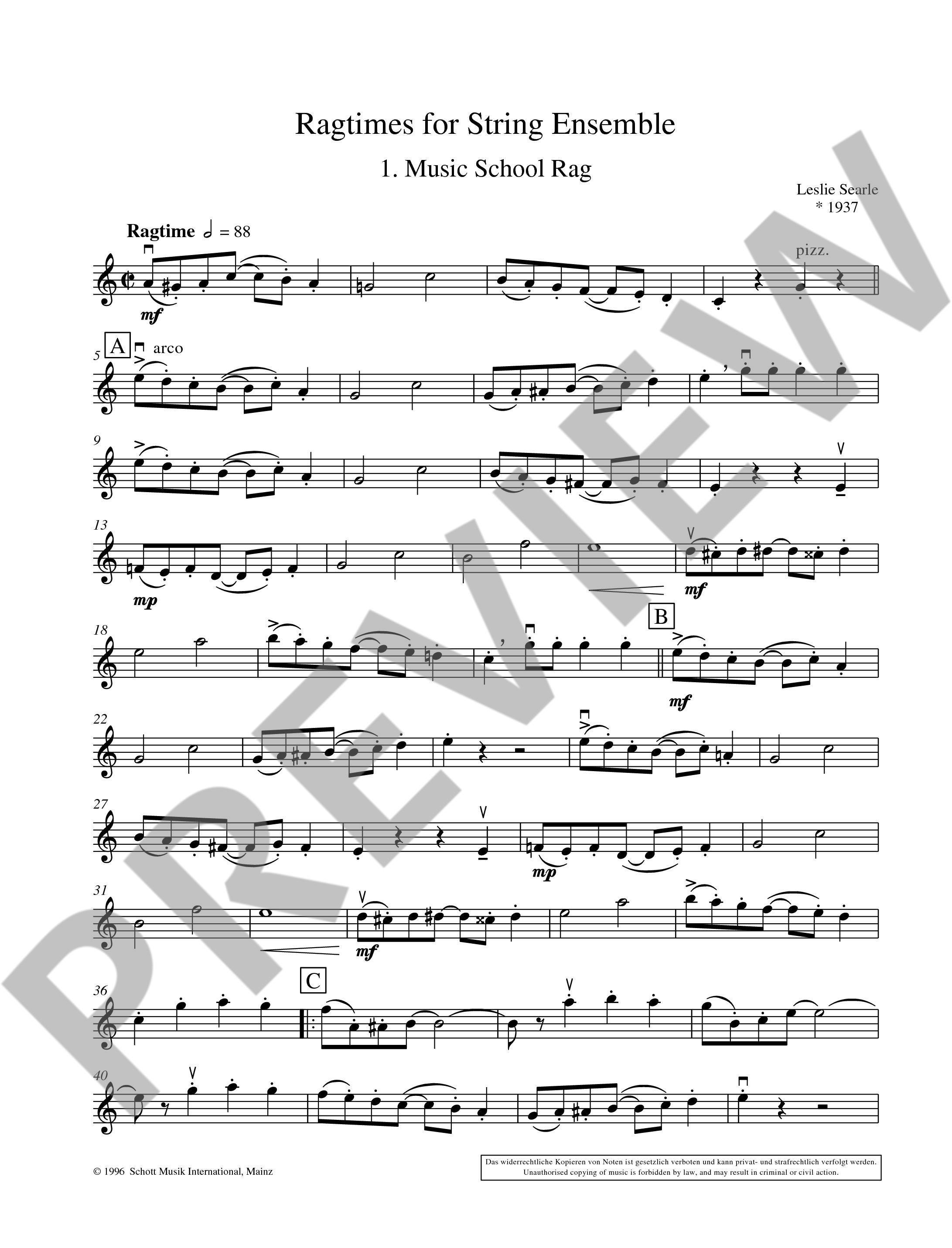 Anderes Coverbild Ragtimes for String Ensemble 