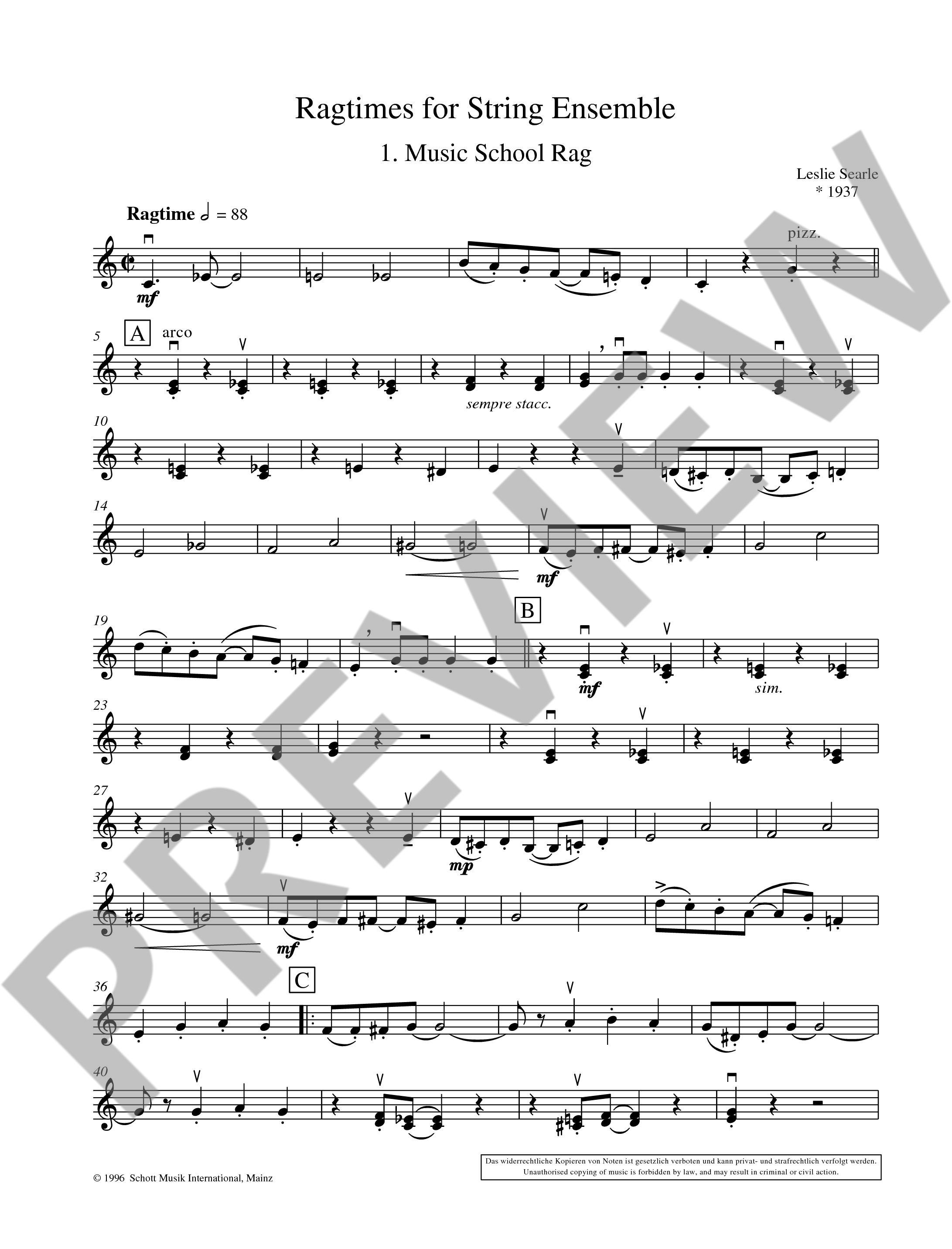 Anderes Coverbild Ragtimes for String Ensemble 