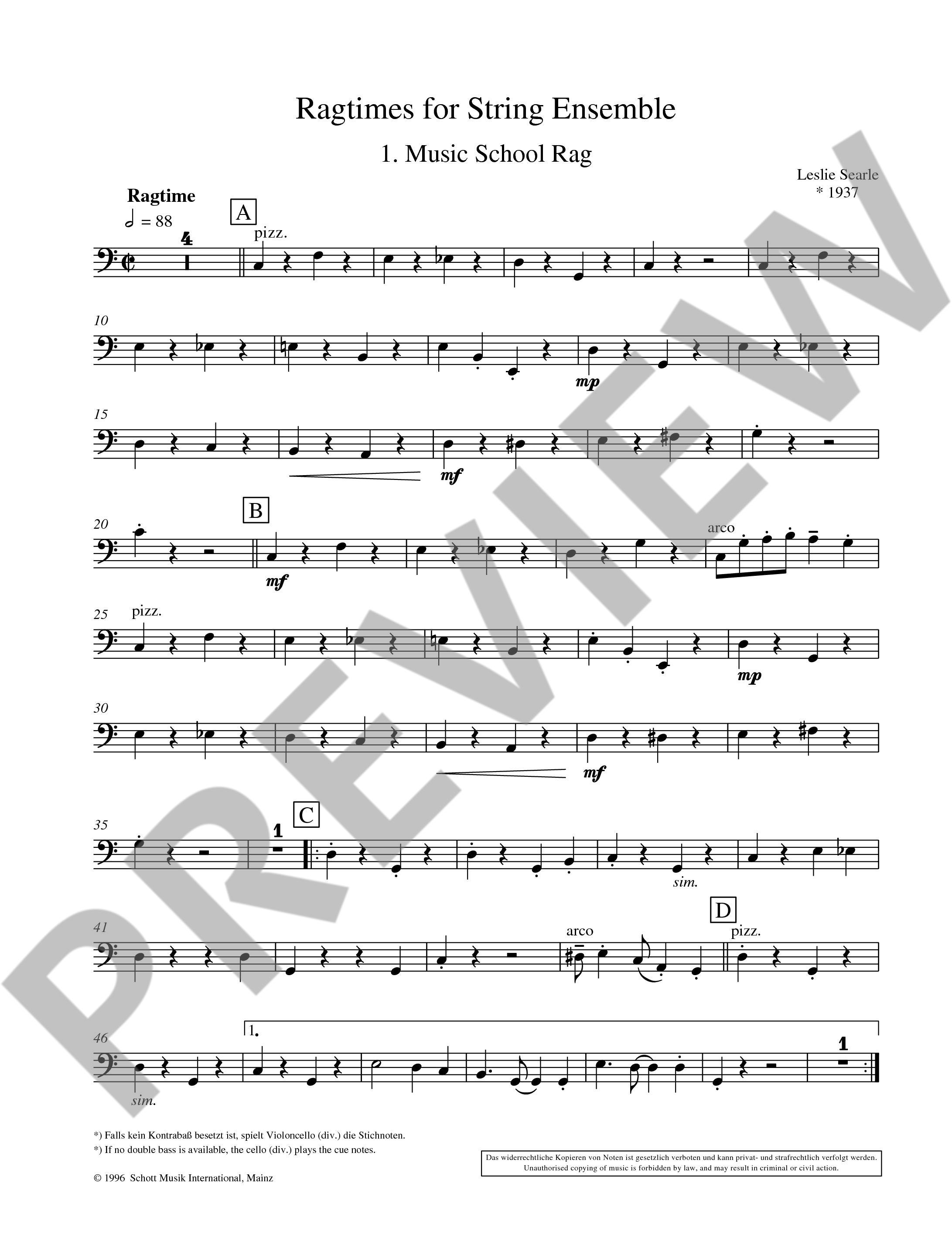 Anderes Coverbild Ragtimes for String Ensemble 