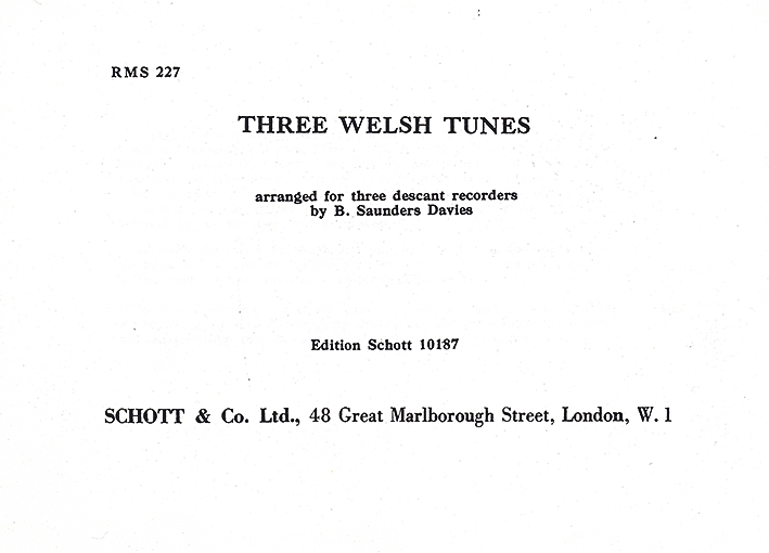 Vorderes Coverbild 3 Welsh Tunes 