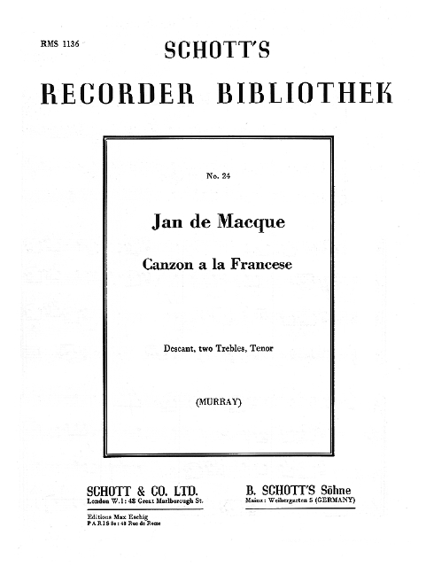 Vorderes Coverbild Canzon a la Francese 