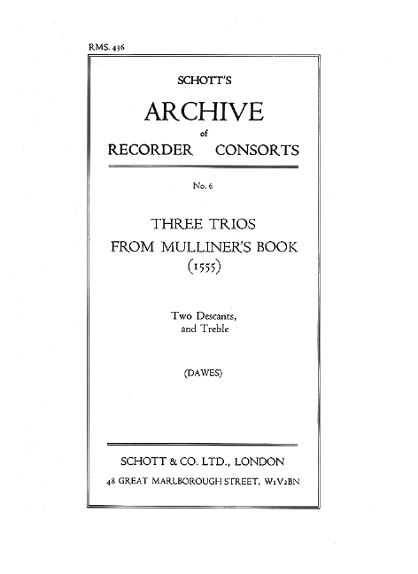 Vorderes Coverbild 3 Trios from Mulliner's Book 