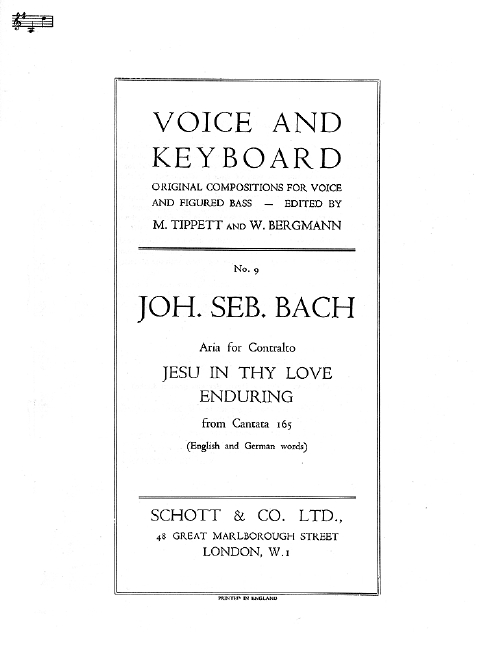 Vorderes Coverbild Jesu, der aus großer Liebe - Jesu in thy love enduring BWV 165 Nr. 9