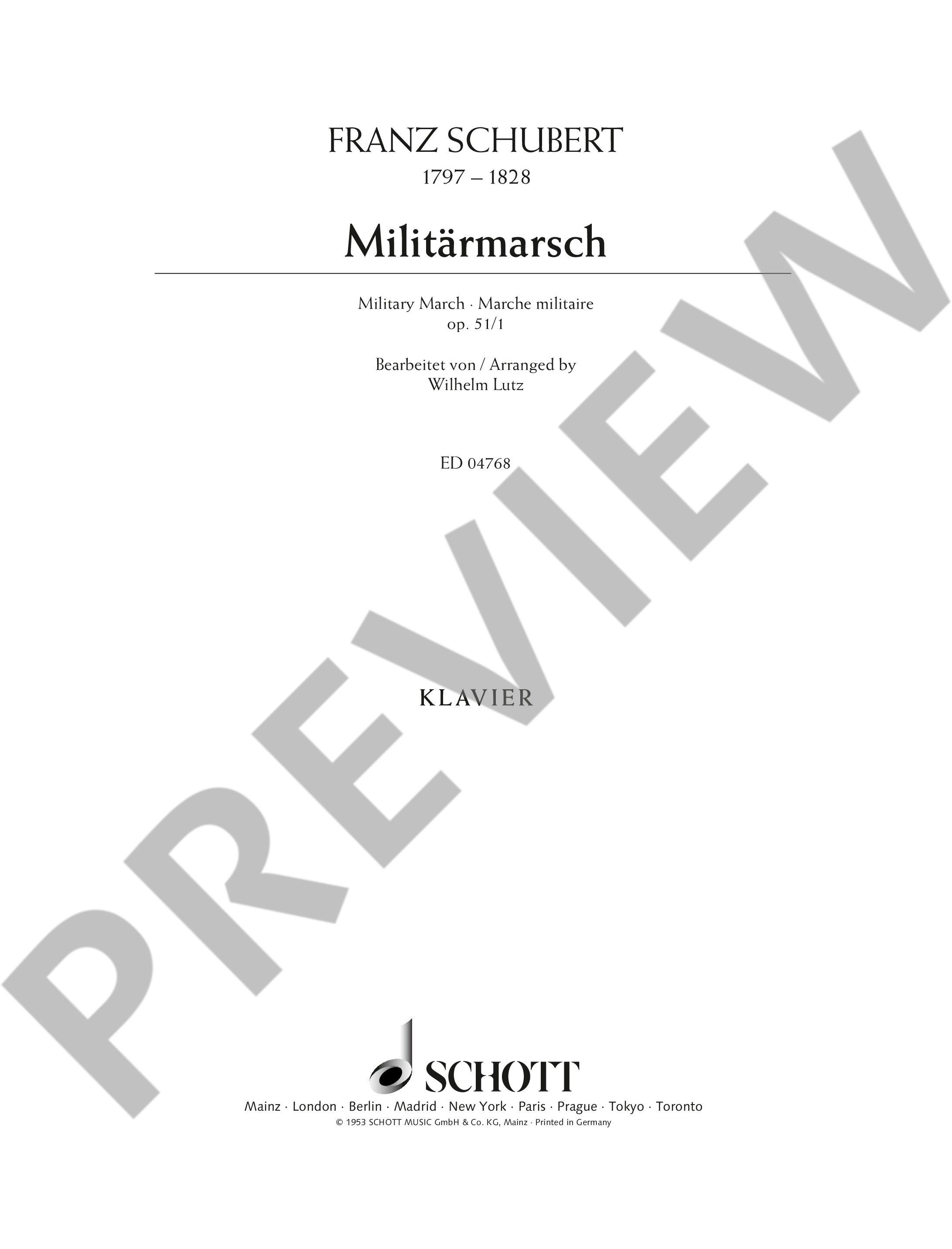 Anderes Coverbild Militärmarsch D-Dur op. 51/1 