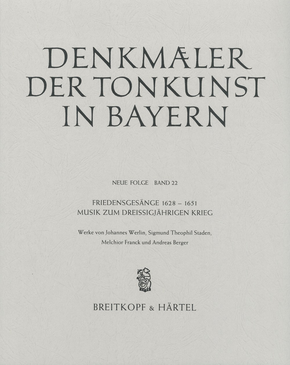Vorderes Coverbild Friedensgesänge 1628-651 "Musik zum 30jährigen Krieg"