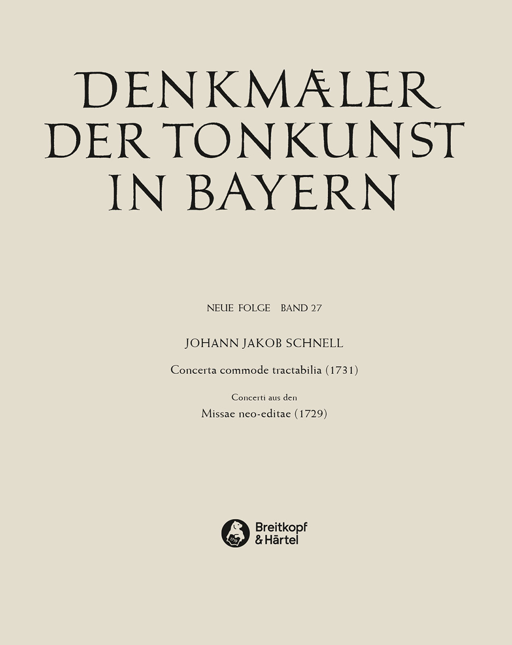 Vorderes Coverbild Concerta commode tractabilia (1731), Concerti aus den Missae neo-editae (1729)