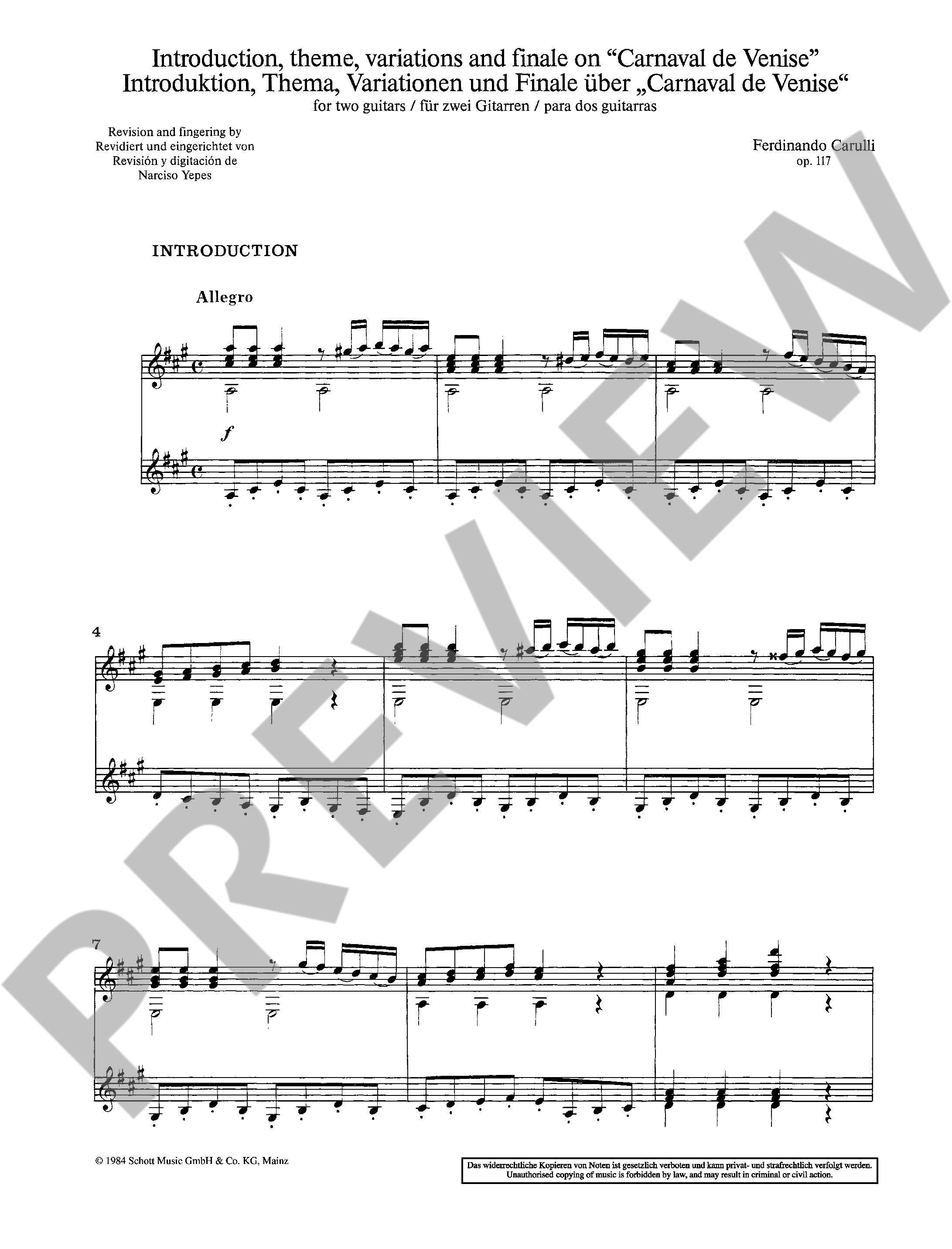 Anderes Coverbild "Carnaval de Venise" op. 117 