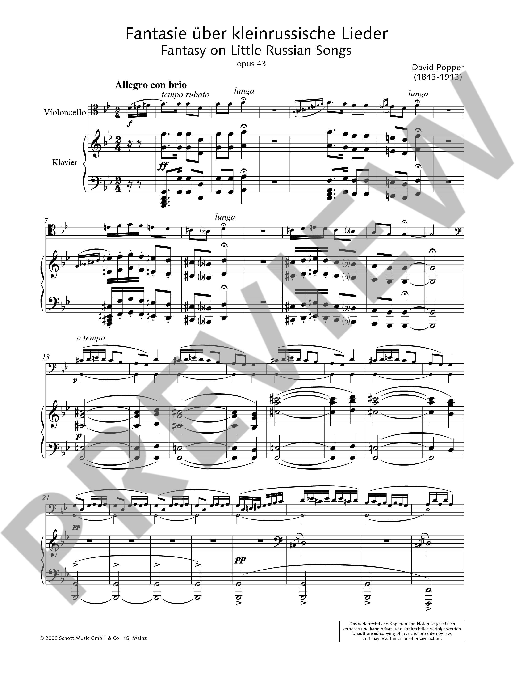 Anderes Coverbild Fantasie über kleinrussische Lieder op. 43 