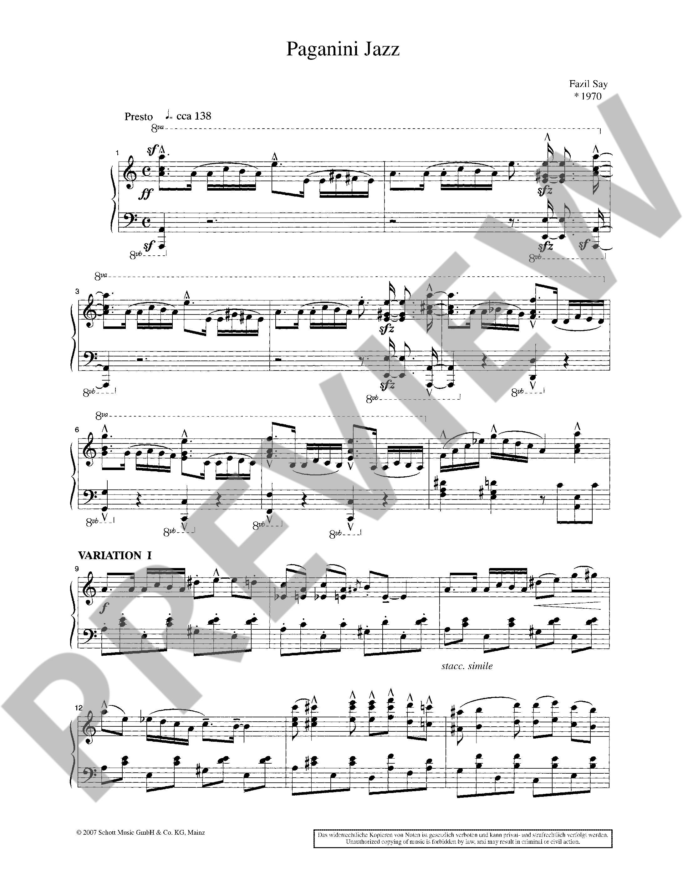 Anderes Coverbild Paganini Jazz a-Moll op. 5c (1995)