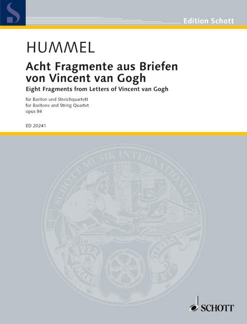 Vorderes Coverbild Acht Fragmente aus Briefen von Vincent van Gogh op. 84 