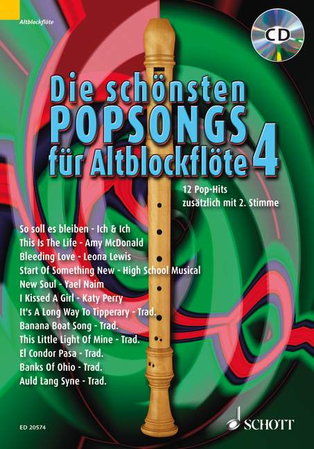 Vorderes Coverbild Die schönsten Popsongs für Alt-Blockflöte Band 4