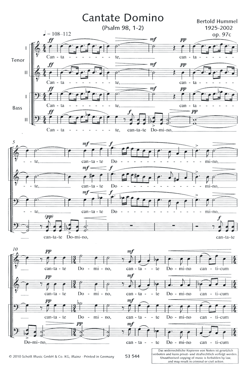 Anderes Coverbild Cantate Domino op. 97c 