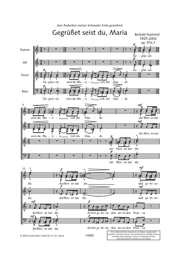 Anderes Coverbild Gegrüßet seist du, Maria op. 97e, 1 