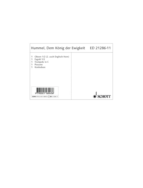 Vorderes Coverbild Dem König der Ewigkeit op. 17 