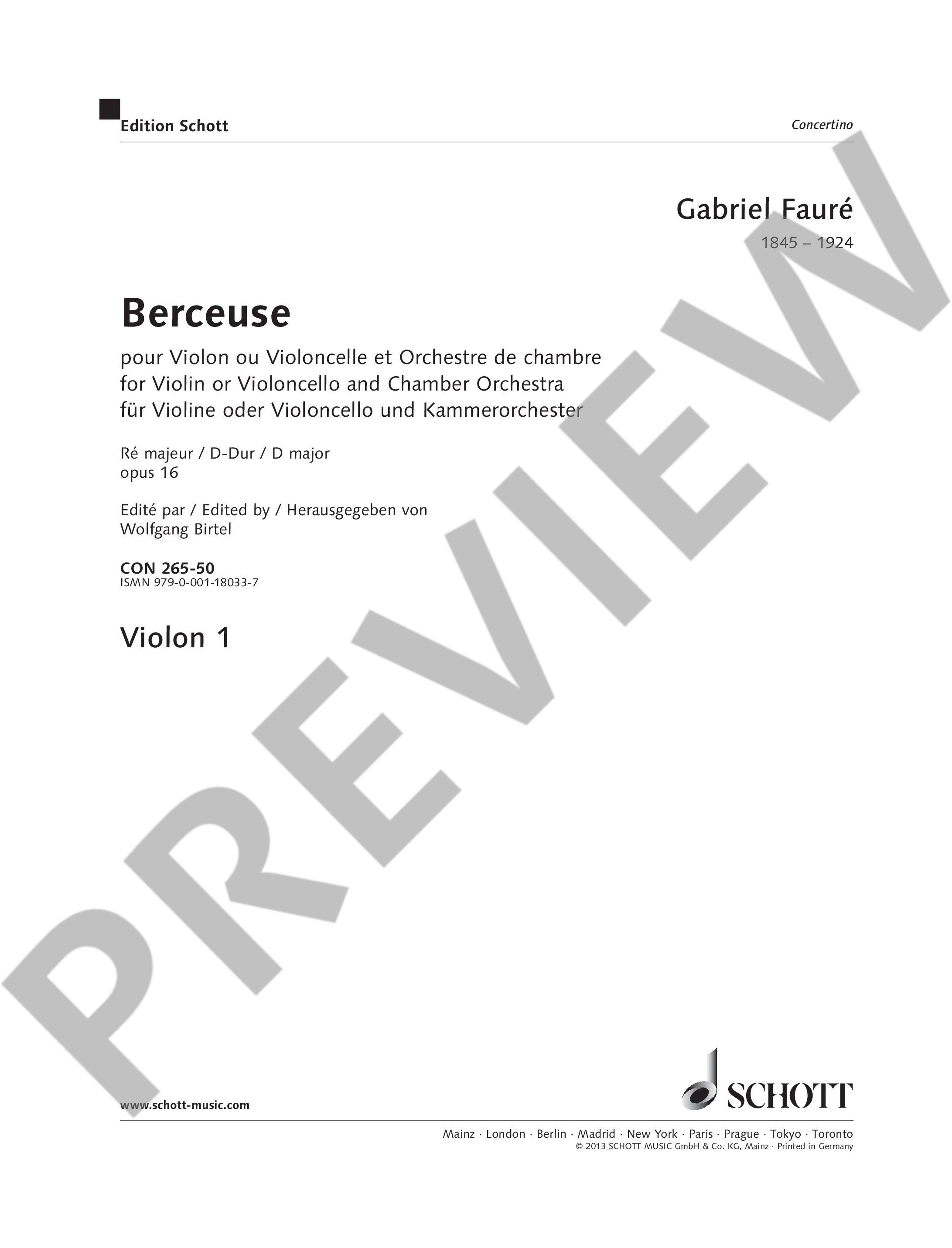 Anderes Coverbild Berceuse D-Dur op. 16 