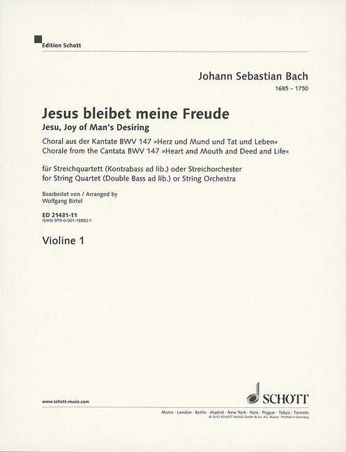 Vorderes Coverbild Jesus bleibet meine Freude BWV 147 