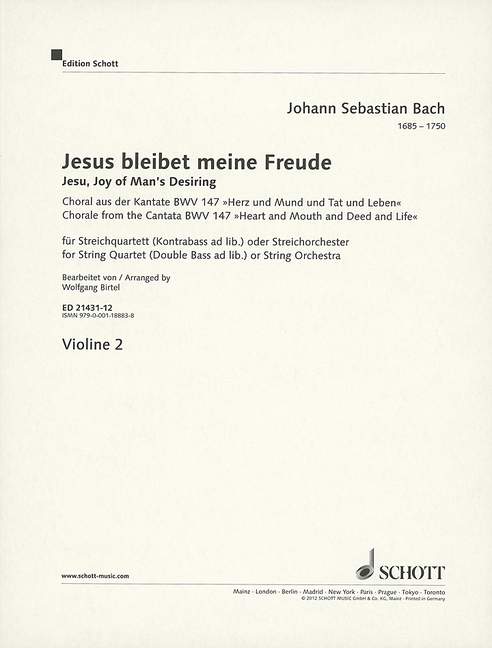 Vorderes Coverbild Jesus bleibet meine Freude BWV 147 