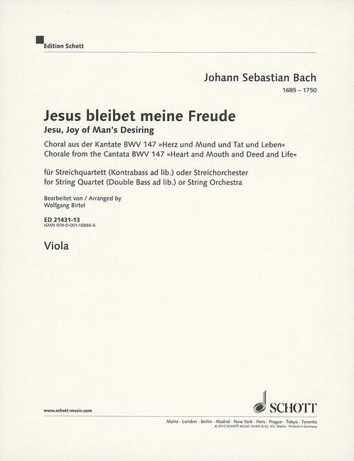 Vorderes Coverbild Jesus bleibet meine Freude BWV 147 