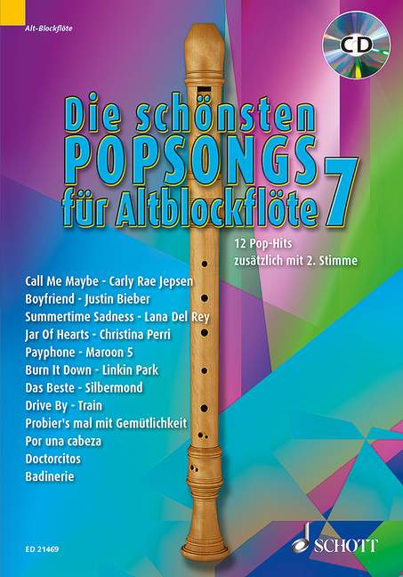 Vorderes Coverbild Die schönsten Popsongs für Alt-Blockflöte Band 7